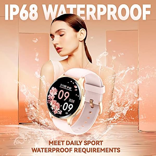 Bmoled Reloj Inteligente Mujer Hombre Llamadas Bluetooth 5.1/Marcación, 1,45" Smartwatch con SpO2, Seguimiento del Menstrual, Monitor Sueño, Whatsapp Notificaciones Android iOS Oro